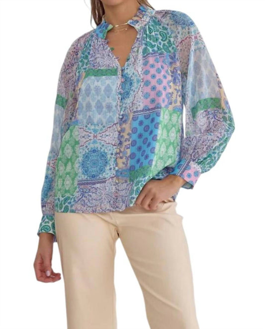 Entro - Patchwork Print Long Sleeve Blouse