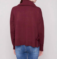 Charlie B - Cowl Neck Sweater With Side Slit And Tie Details
