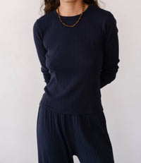 Donni. - Pointelle V-neck Long Sleeve Top