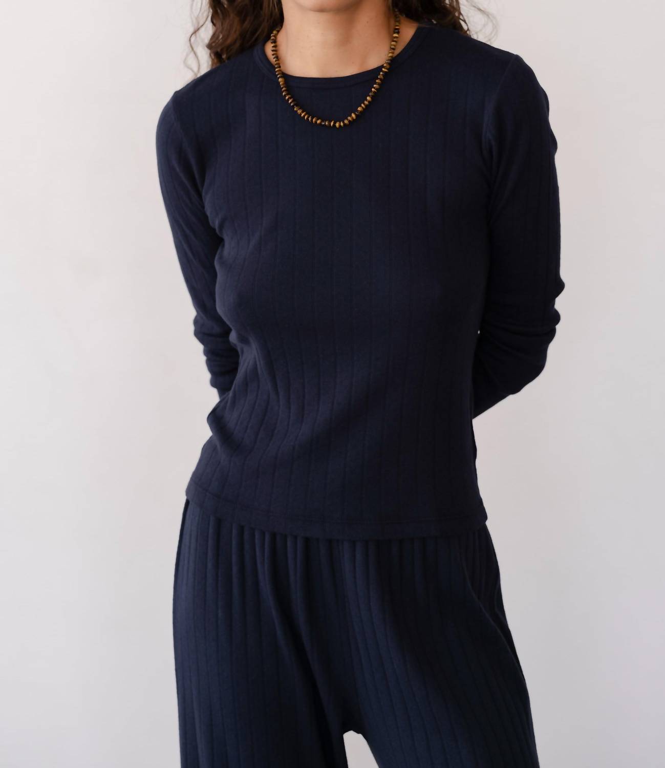 Donni. - Pointelle V-neck Long Sleeve Top