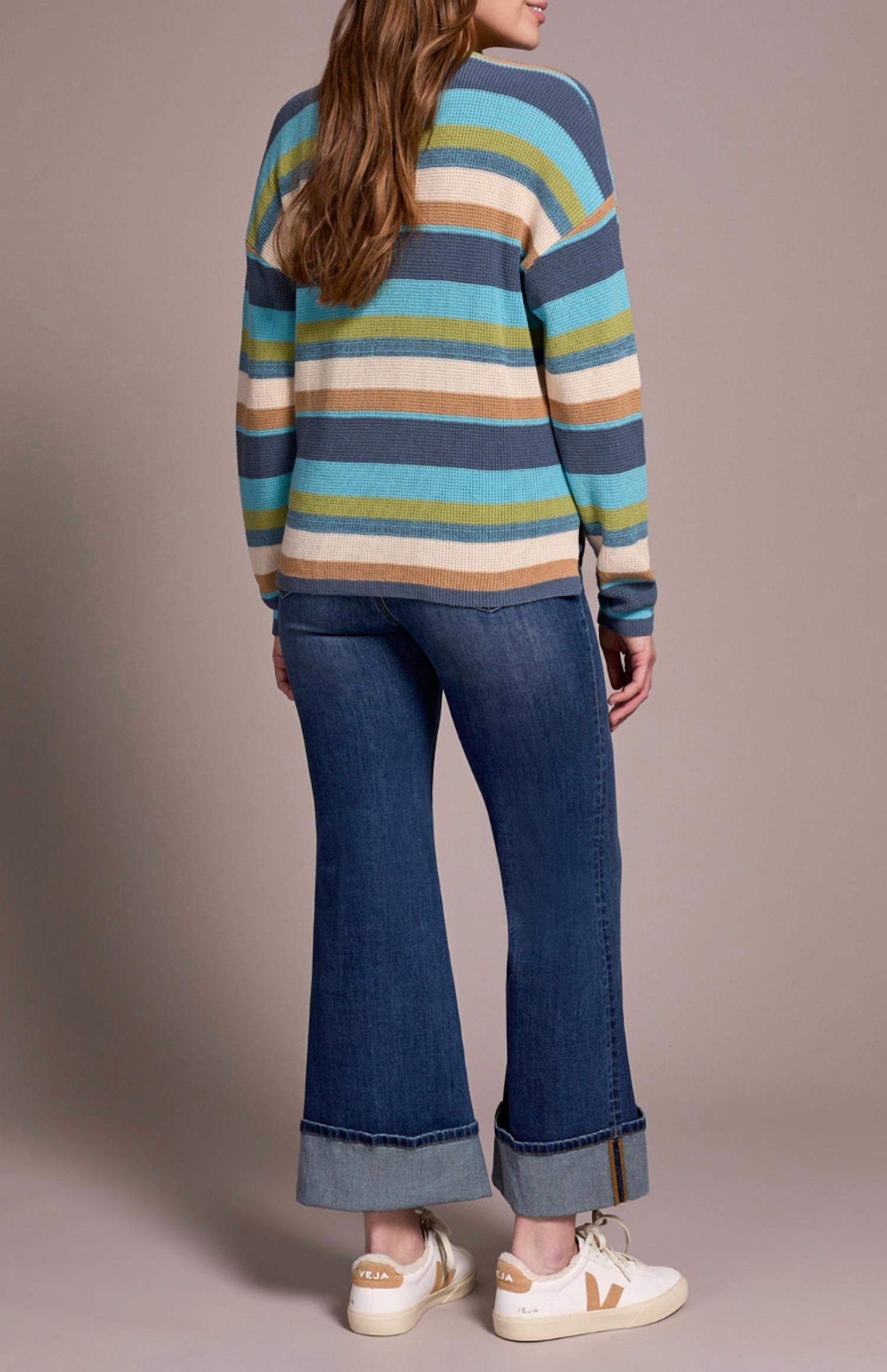 TRIBAL U-neck Sweater in wasabi - women's sweater - detail view