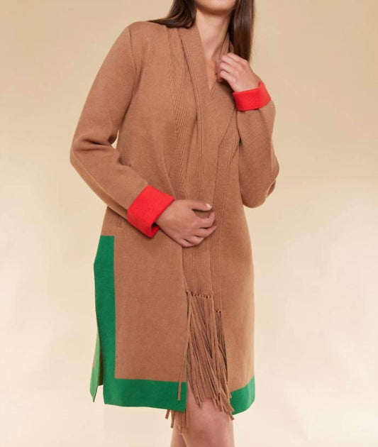 Oolala - Contrast Color Duster Cardigan