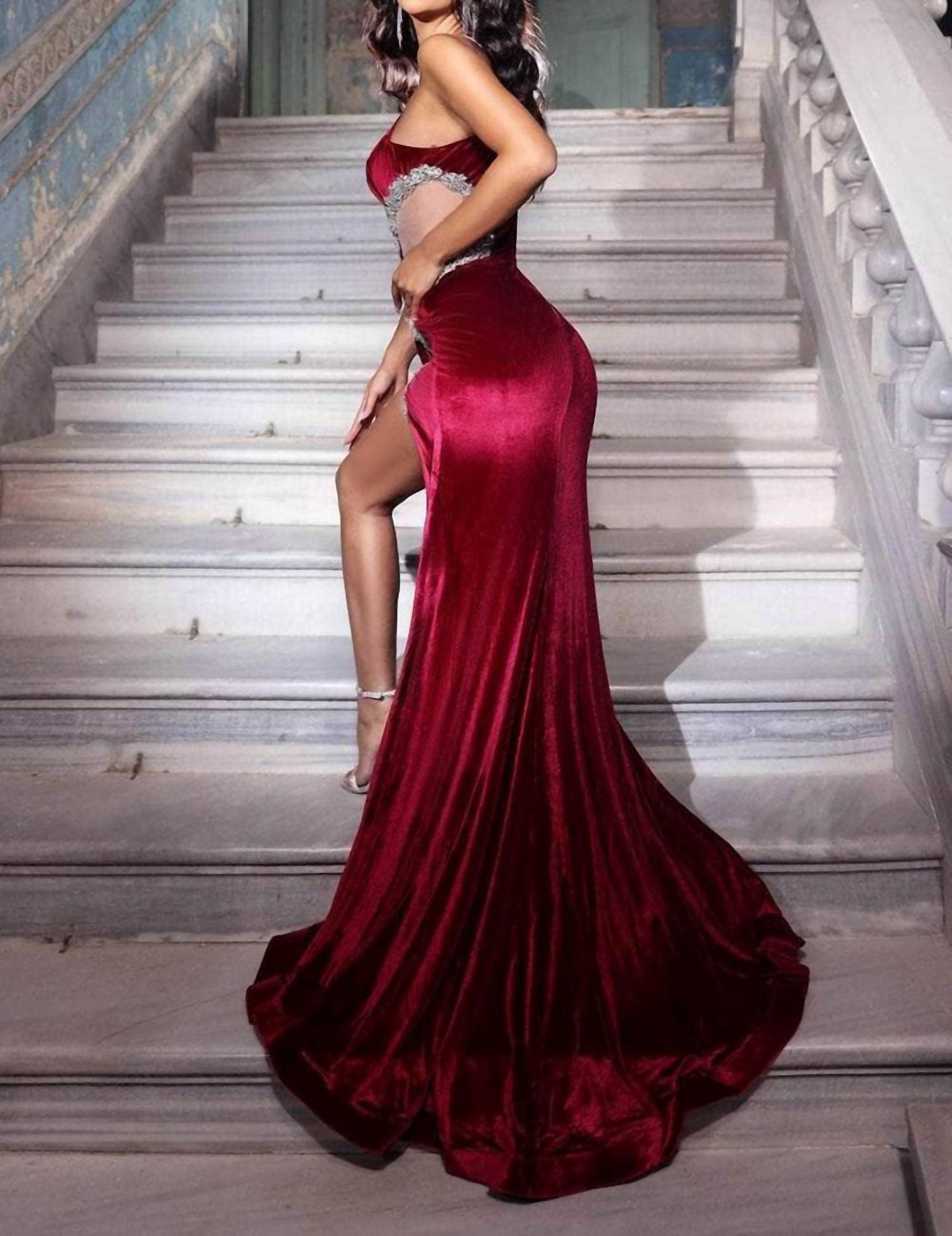 Portia&Scarlett - Asymmetric Neck Cutout Evening Gown