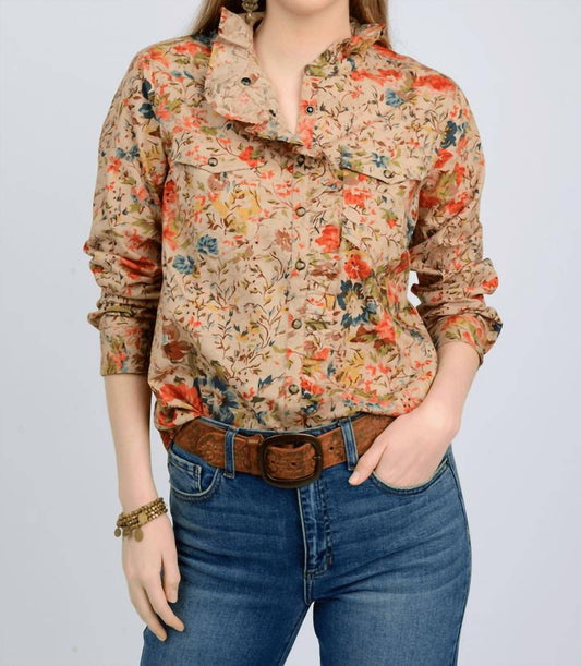 Ivy Jane - Floral Button Up with Ruffle Neck