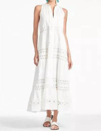 SACHIN & BABI Positano Button-up Sleeveless Long Maxi Dress in white - women's dress