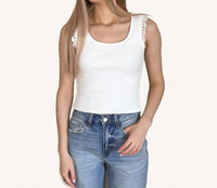 So Me - Fluttery Crochet Sleeve Tank Top