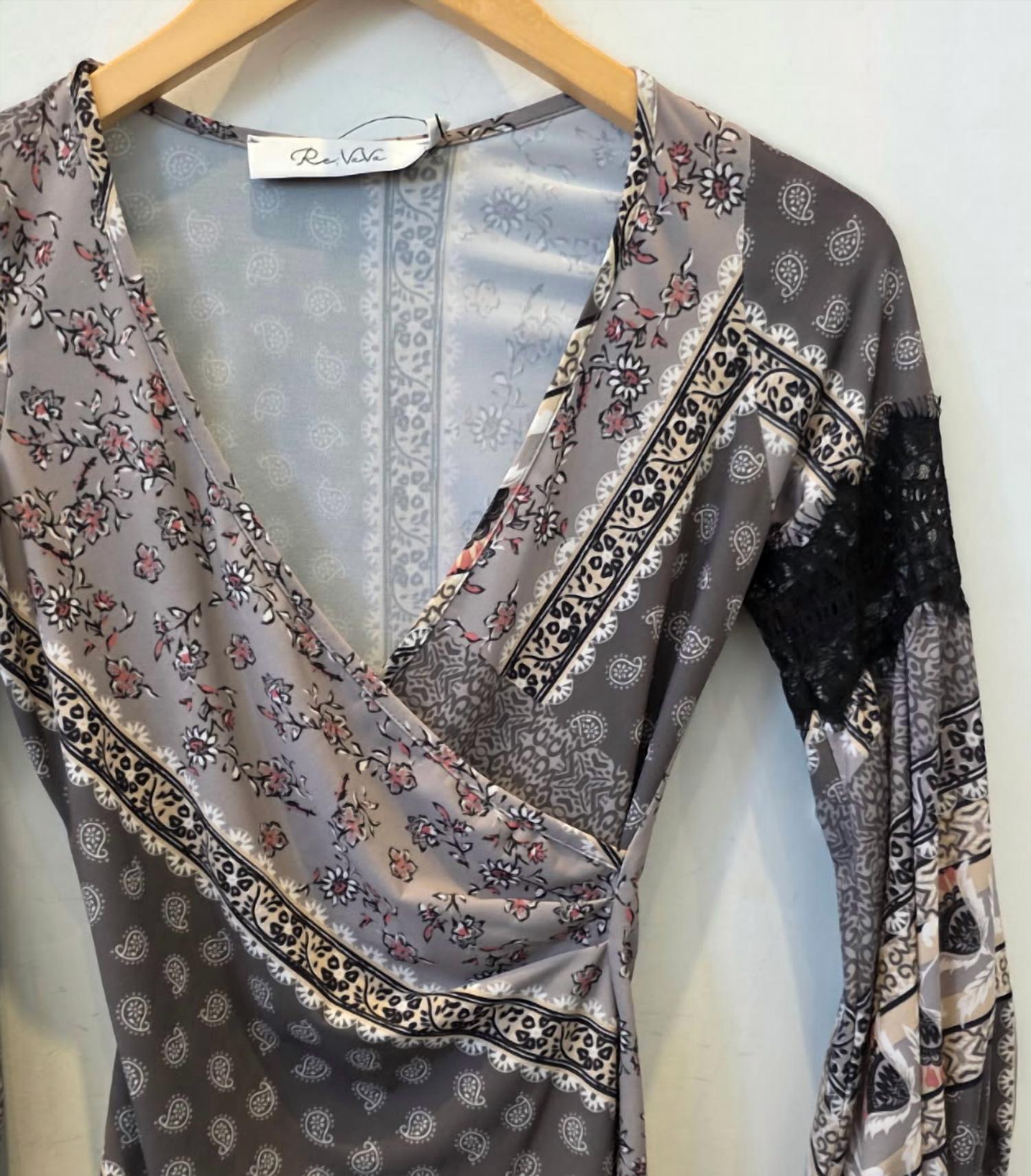 Vava - Women's Mixed Print Wrap Top