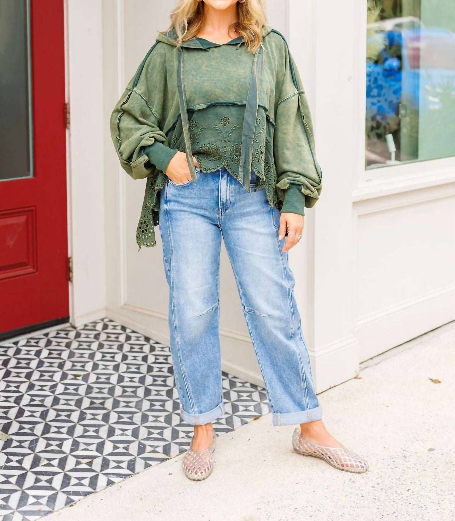 Oli & Hali - Washed Terry Eyelet Sweatshirt