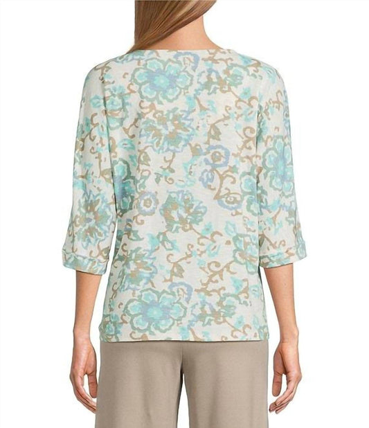 Multiples - Long Sleeve Print Blouse