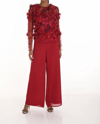 Frank Lyman Woven Wide Leg Pant in red - women's pants - alternate view