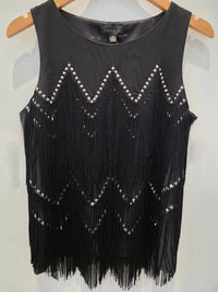 Sheri Bodell Women's Studded Fringe Tank in black - women's tank top