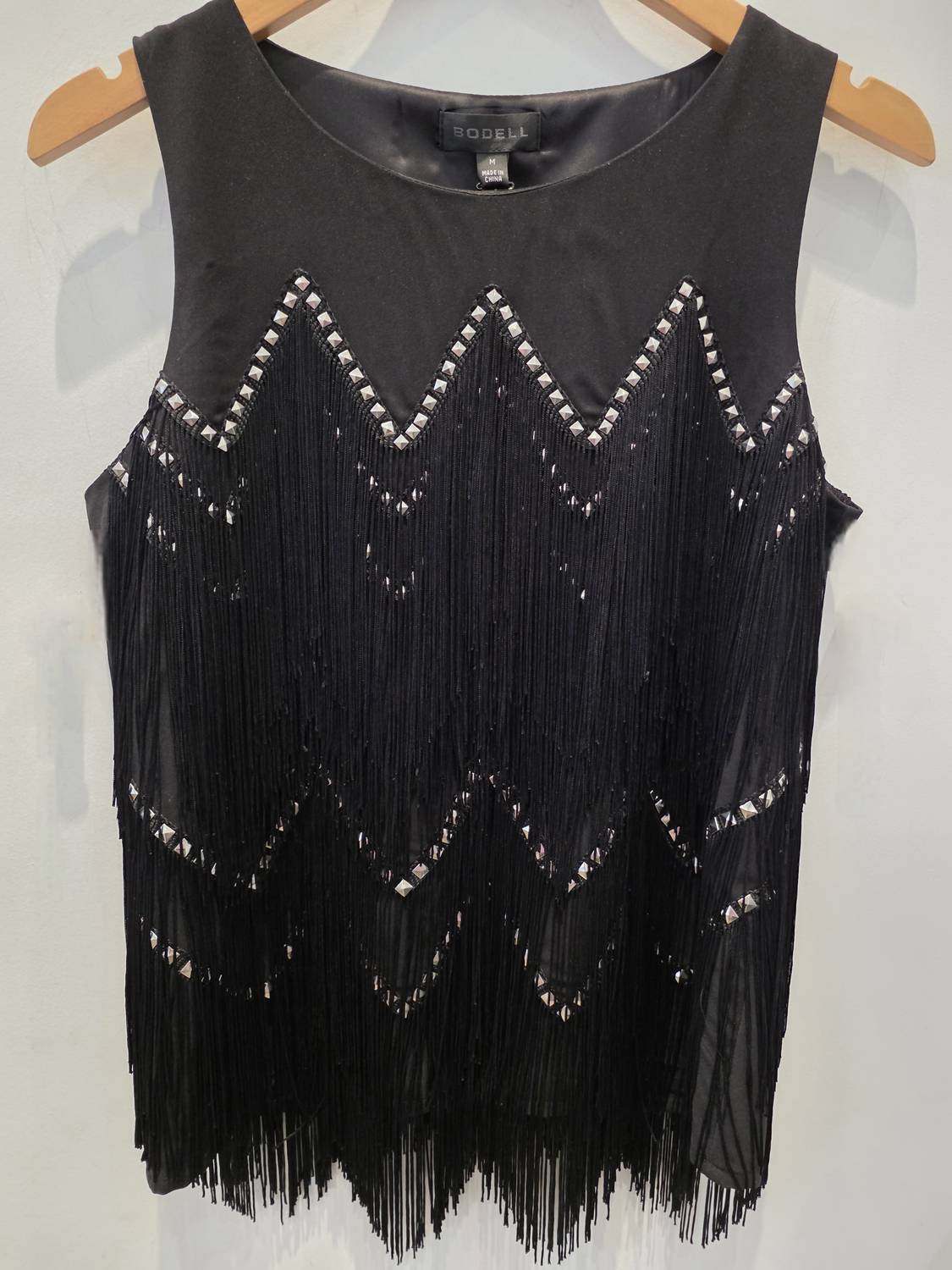 Sheri Bodell Women's Studded Fringe Tank in black - women's tank top