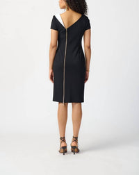 Joseph Ribkoff - Scuba Crepe Asymmetrical Neckline Sheath Dress