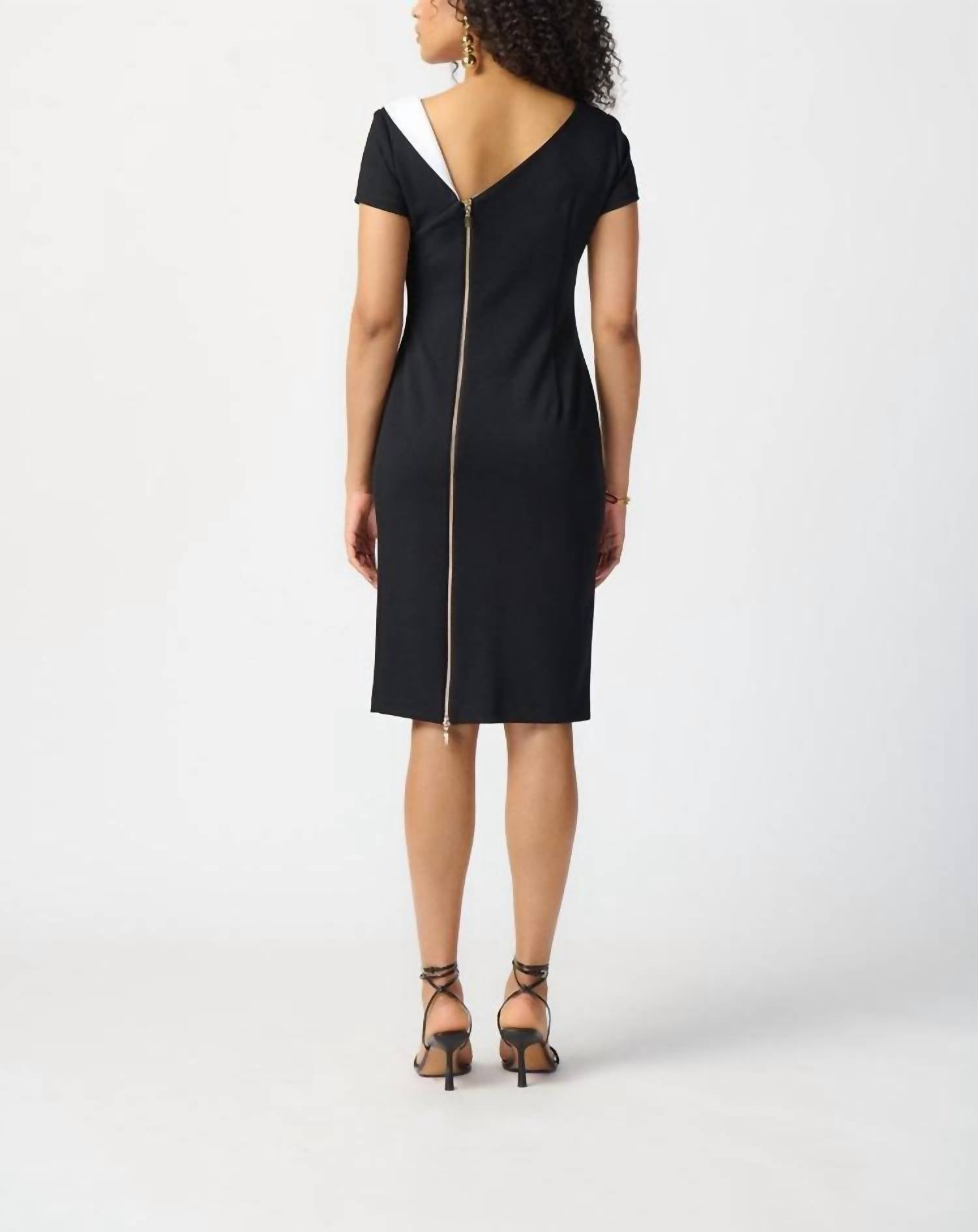 Joseph Ribkoff - Scuba Crepe Asymmetrical Neckline Sheath Dress
