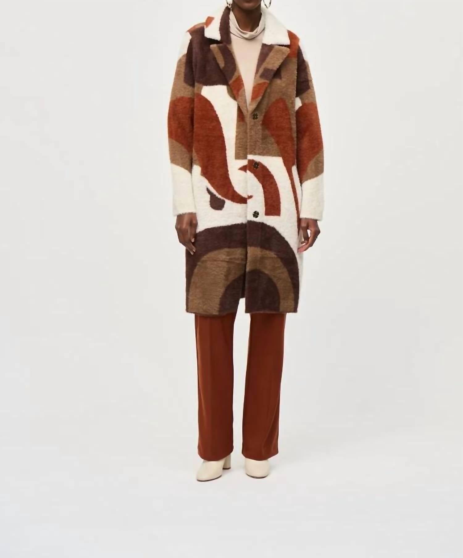 Joseph Ribkoff - Avianna Abstract Print Feather Yarn Sweater Coat