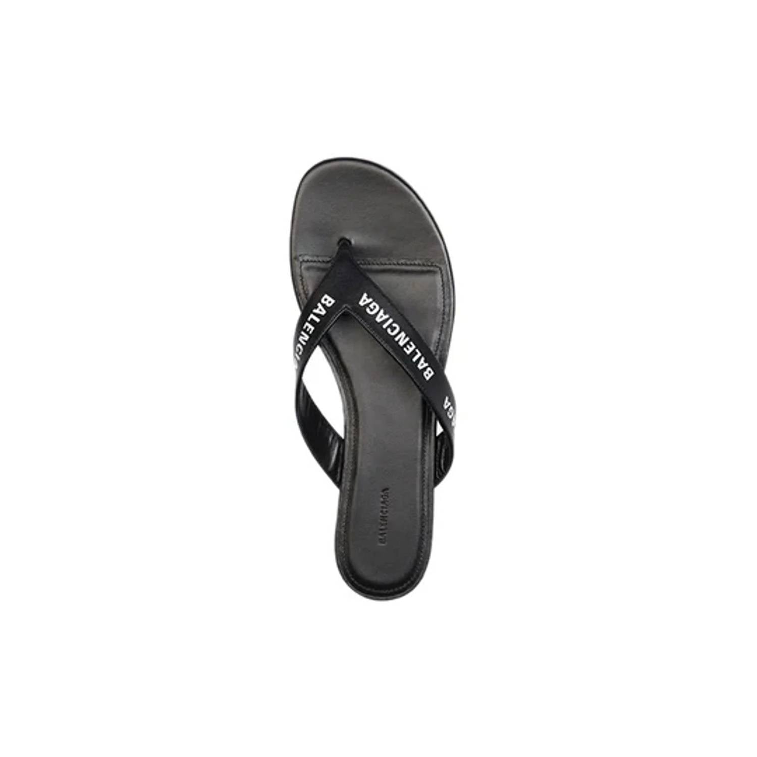 Balenciaga - Women's Leather Logo Printed Flip Flops