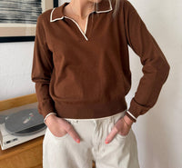 Frnch - Tilly Collared Knit Pullover Sweater Top