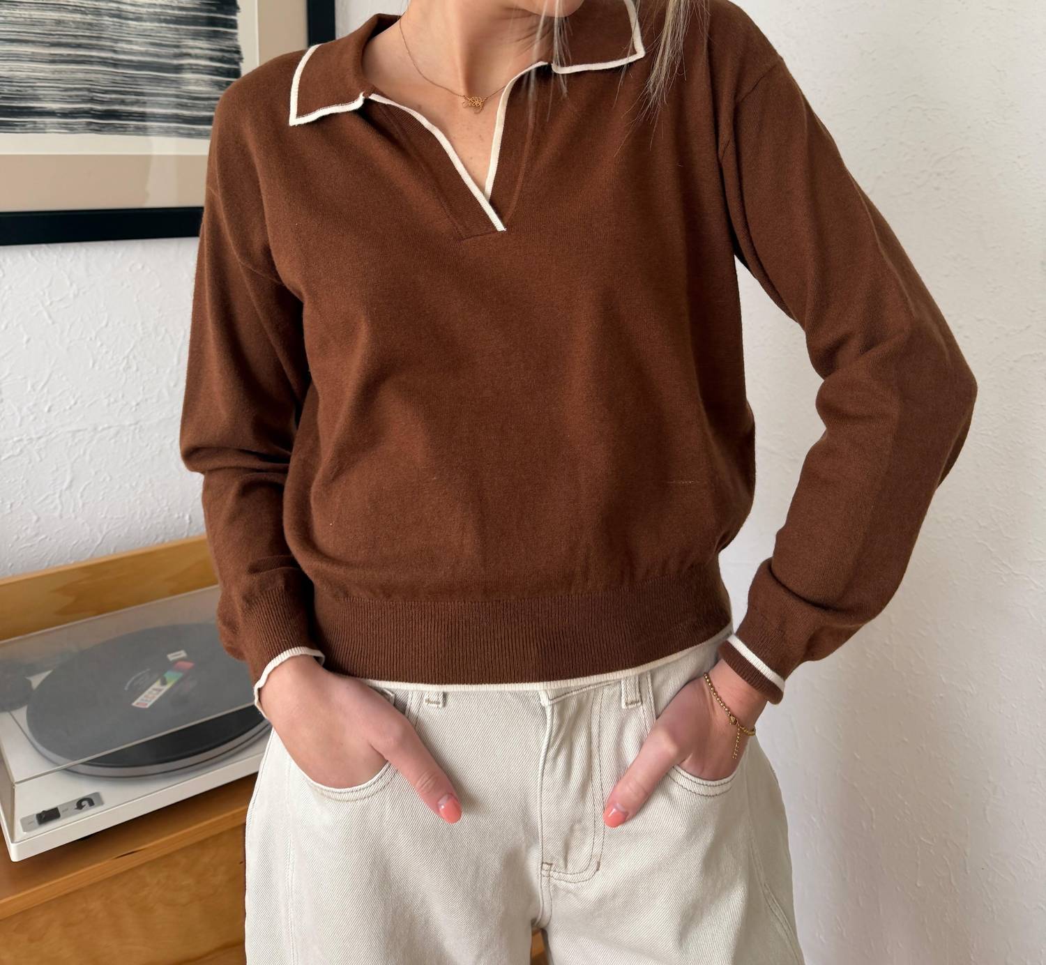 Frnch - Tilly Collared Knit Pullover Sweater Top