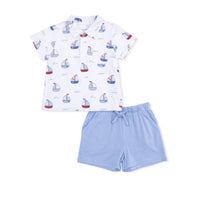 Angel Dear - Kids Bubbly Sailboats Polo With Casual Short Set