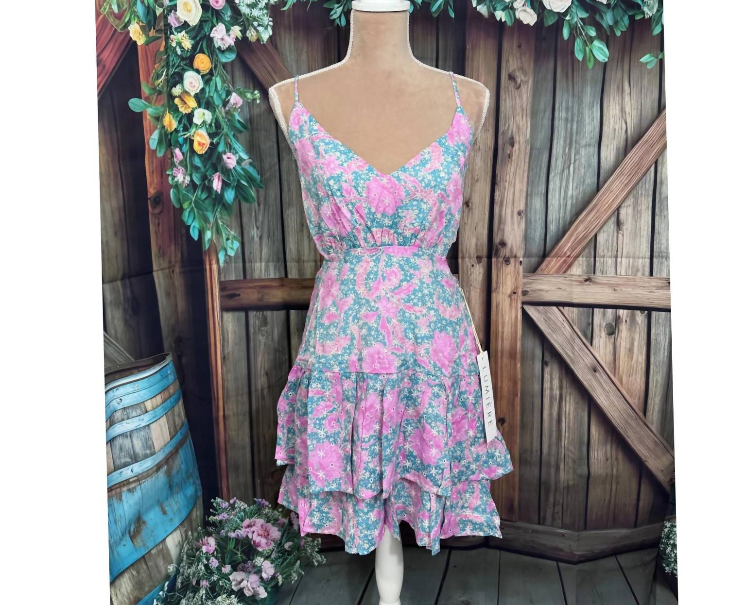 Lumiere - Coastal Embroidered Floral Tiered Dress