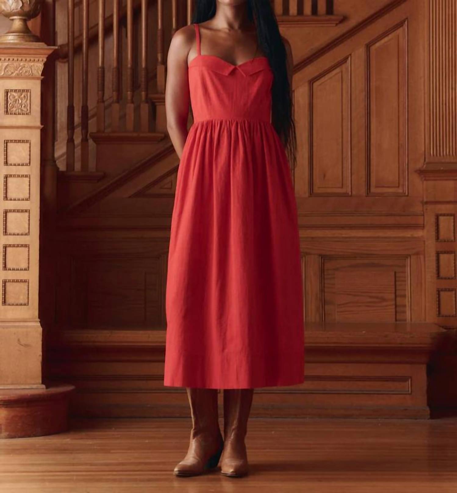 THE GREAT. The Verse Dress in red hot - women's dress
