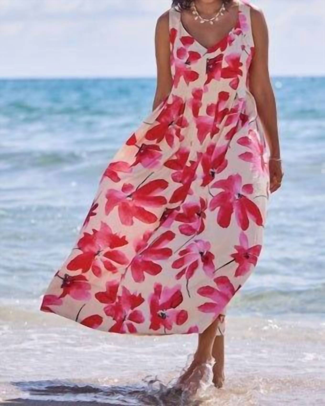 Tribal - Sleeveless Maxi Dress With Lining