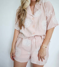 Lalavon - Madi Seaside Shell Embroidered Shorts Set