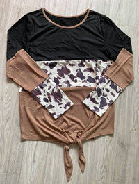 Shirley Stone - Color Block Cow Knot Top