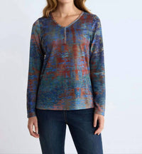 Fdj - Long-sleeve Notch Neck Top
