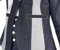 Stylewe - Long Denim Patchwork Blazer Jacket