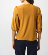 Joseph Ribkoff - V-neck 3/4 Puffed Sleeve Top