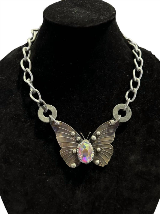 Art By Amy Labbe - Women's Crystal Center Butterfly Necklace