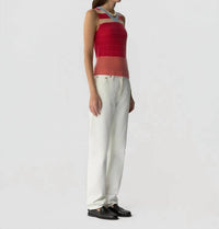 Guest In Residence Collegiate Stripe Vest in residence collegiate stripe vest in scarlet combo - women's jacket - alternate view