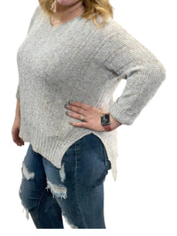 She + Sky - 3/4 Sleeve Yarn Pullover Sweater