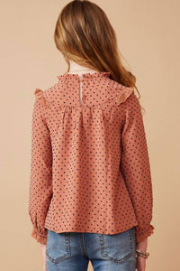 Hayden La - Girl's Lace Ruffle Detail Swiss Dot Blouse