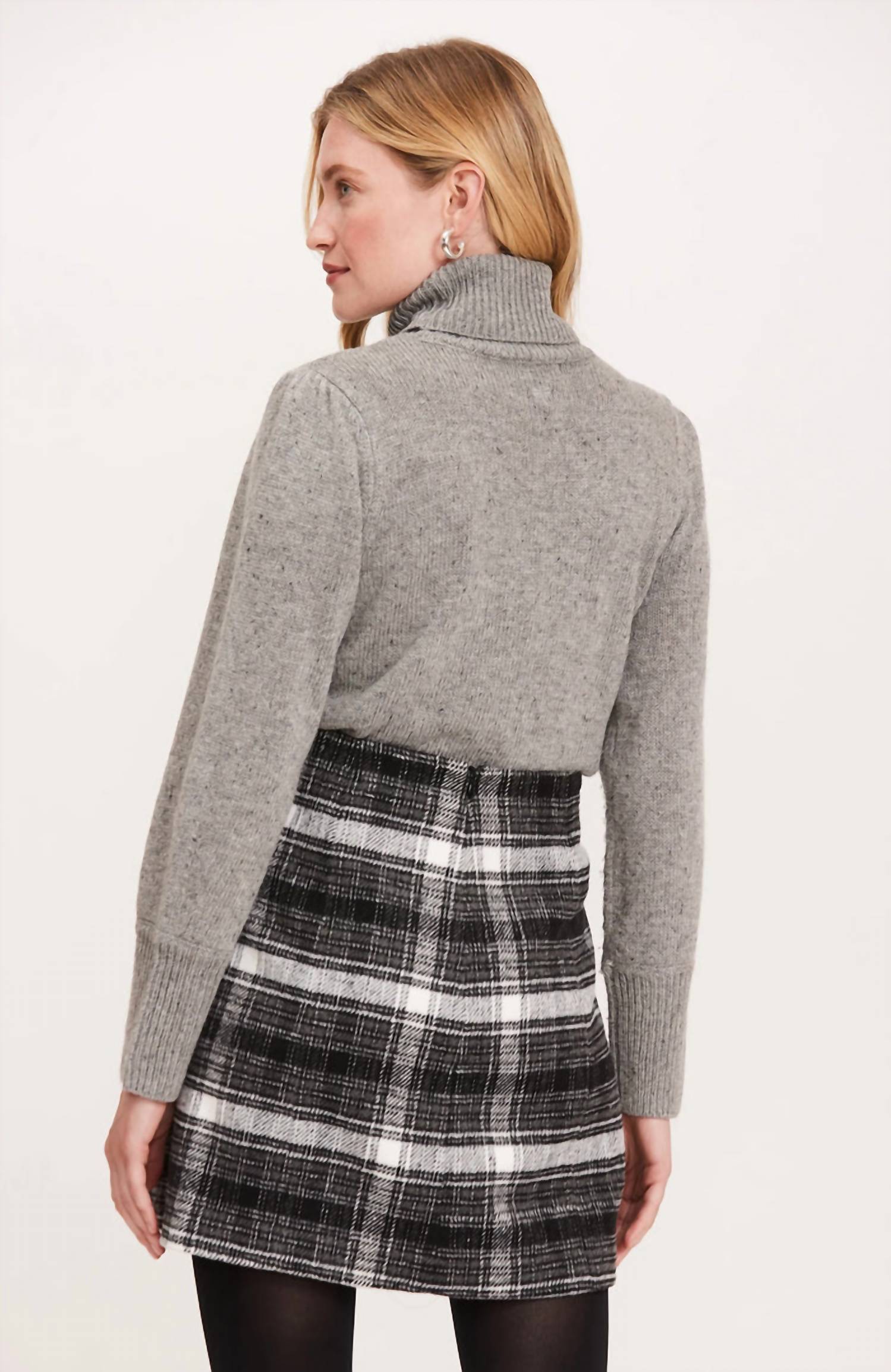 Tyler Boe Plaid Short Skirt in black white - women's skirt - alternate view