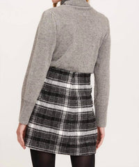Tyler Boe Plaid Short Skirt in black white - women's skirt - detail view