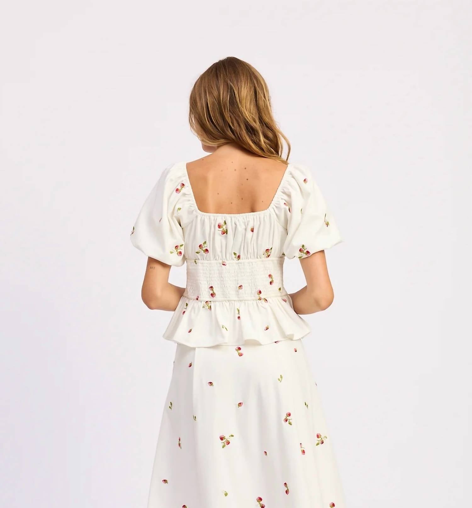 En Saison - STRAWBERRY PEPLUM TOP