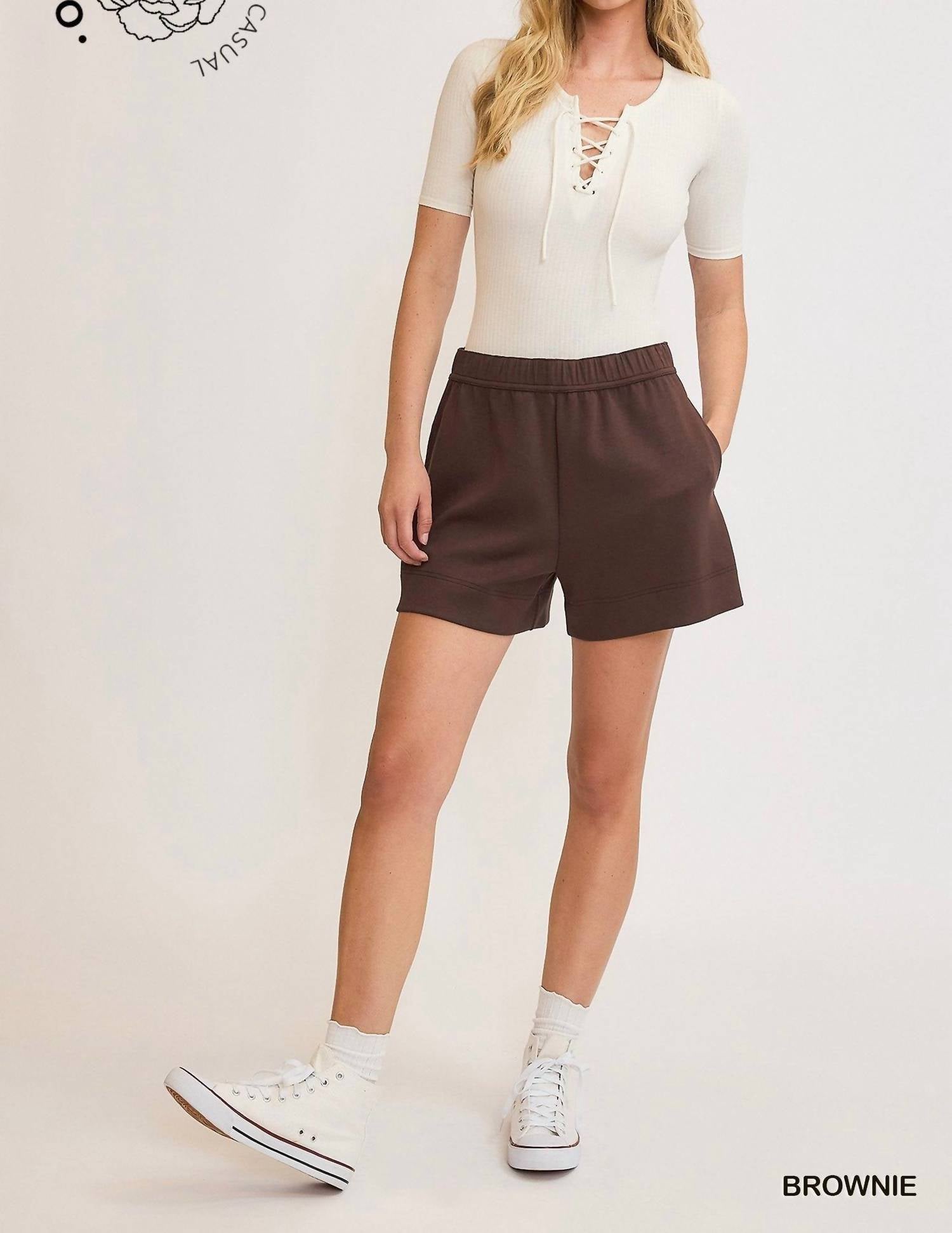 Umgee - Luxeknit Mid Rise Pull On Shorts
