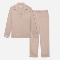The Sleep Code Women's Ticking Stripe Long Pj Set in brown white - women's item - view 4