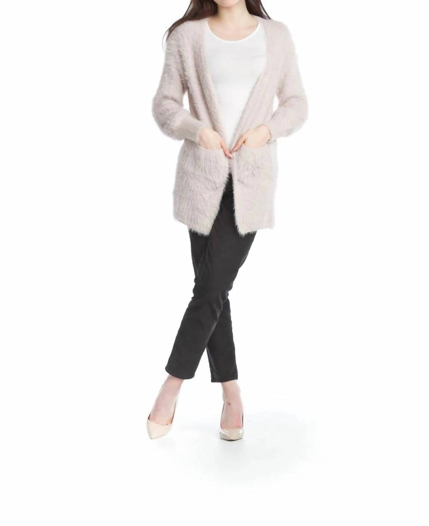 Papillon - Fuzzy Long Cardigan With Pockets