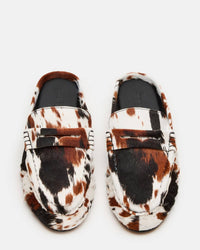 STEVE MADDEN Women's Rafe Cow Print Slip-on Flat in brown multi - women's flats - view 4