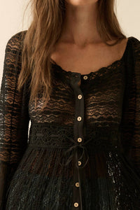 Promesa - Lace Button Up Layering Midi Dress