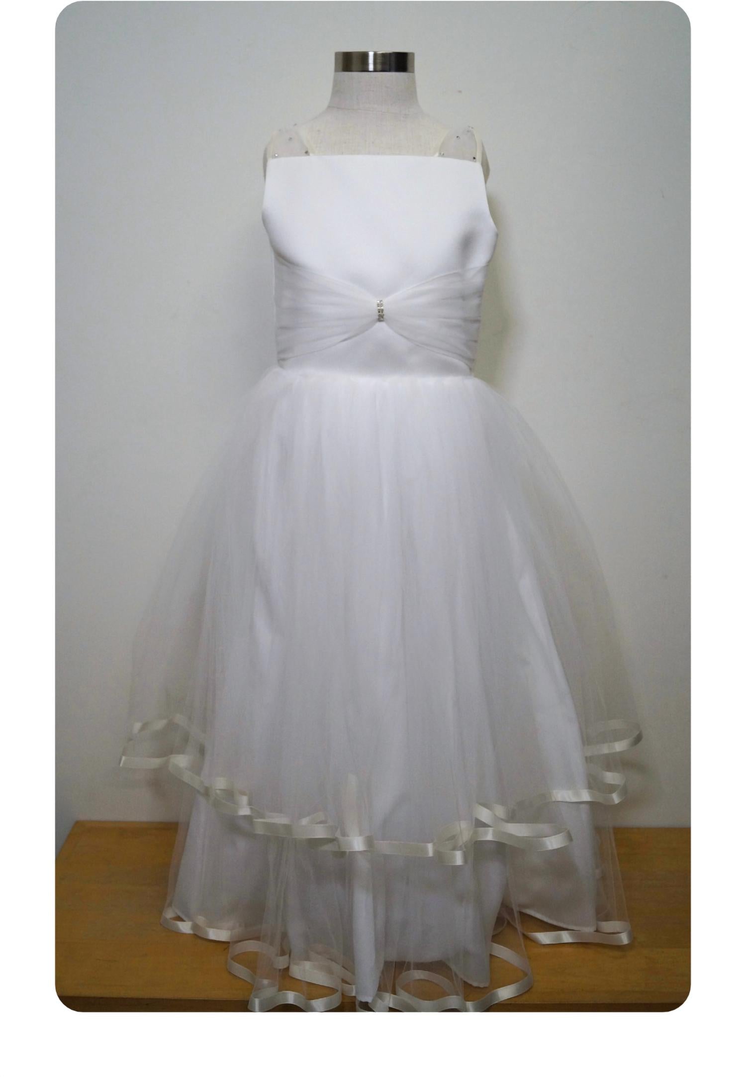 Tha Canadian Profile - Girl's Tulle And Satin With Double Ruffle Skirt Communion Dress