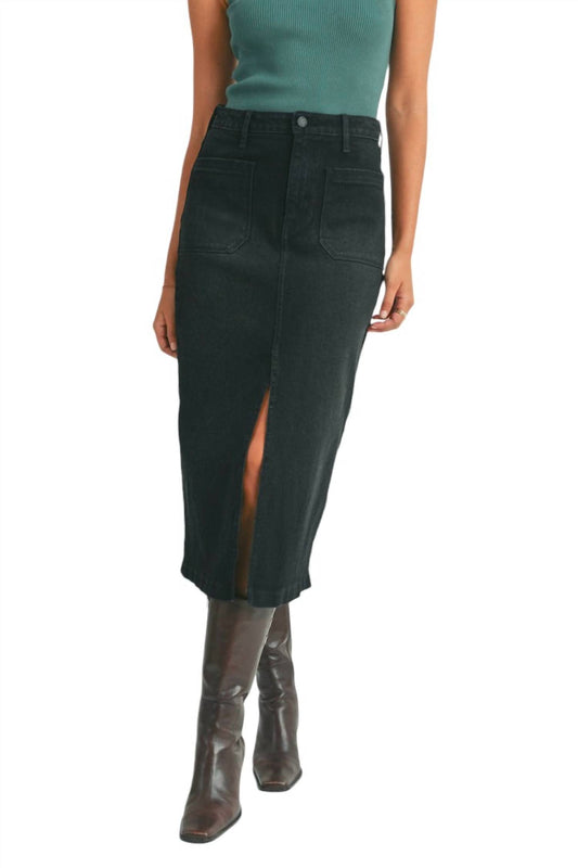 Just Black Denim - Utility Pocket Midi Skirt