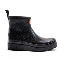 HUNTER Women's Play Starcloud Glitter Short Rain Boots in black - women's shoe - detail view