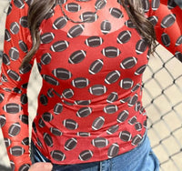 Aapparella - Women's Mesh Football Print Long Sleeve Top