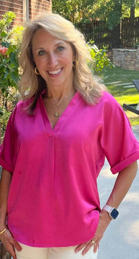Glam - Brit Placket Cuff Sleeve Top