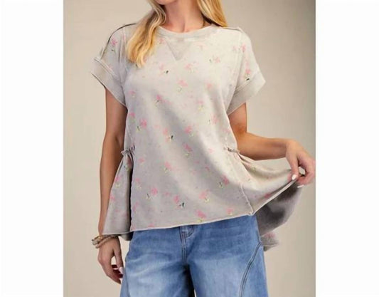 Easel - Floral Print Oversized Top