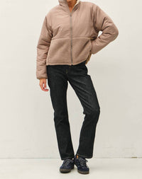 be cool Reversible Sherpa Block Puffer Jacket in mocha - women's jacket